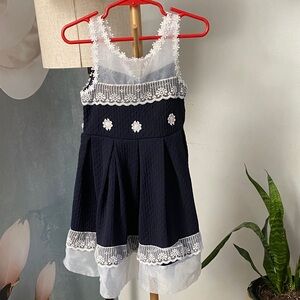 Bonnie Jean Navy and White Lace Summer Dress sz 4T